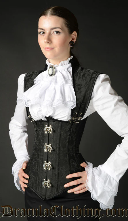 Black Brocade Apocalyptic Clasp Corset - Image 5