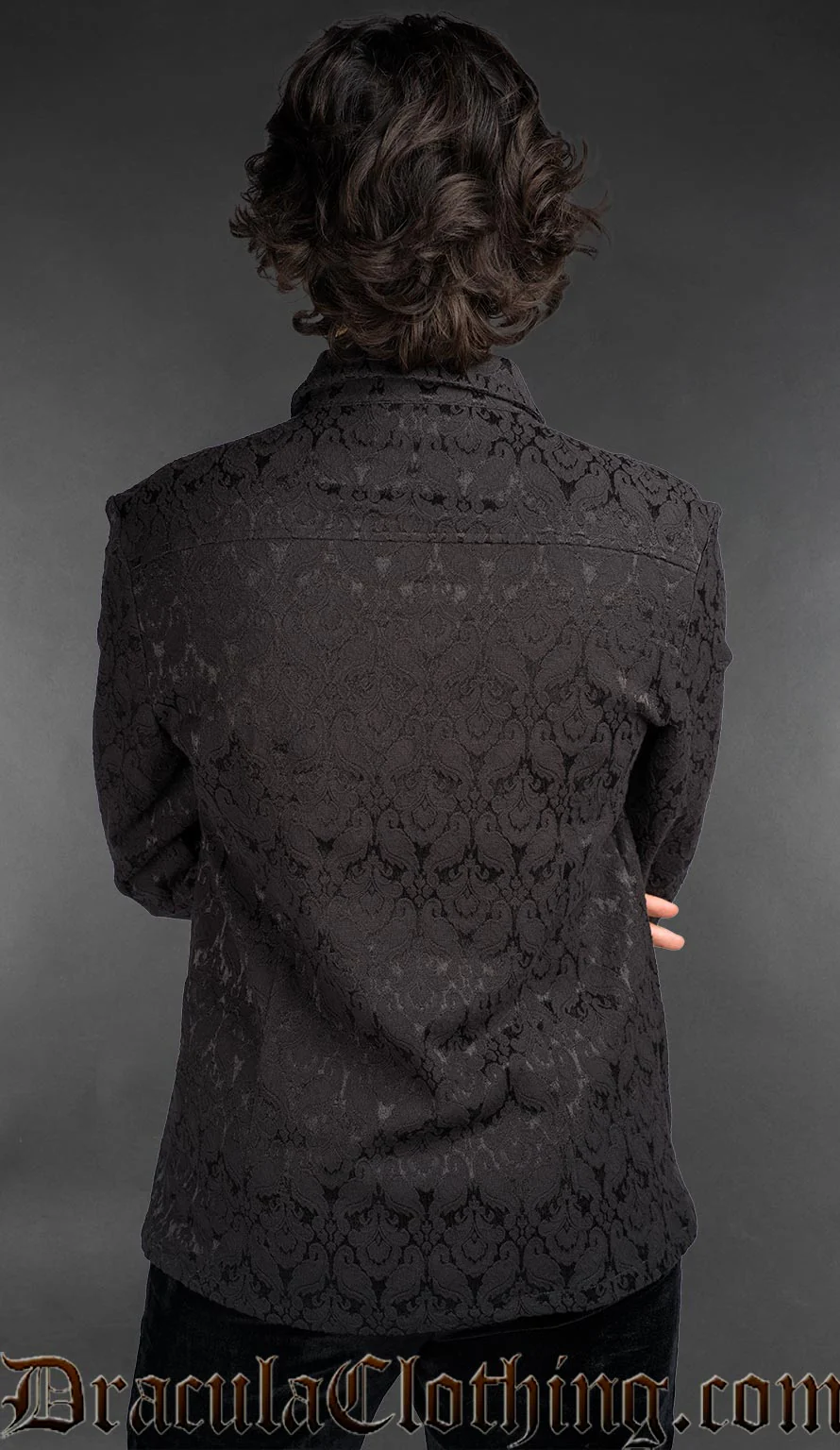 Black Brocade Shirt - Image 3