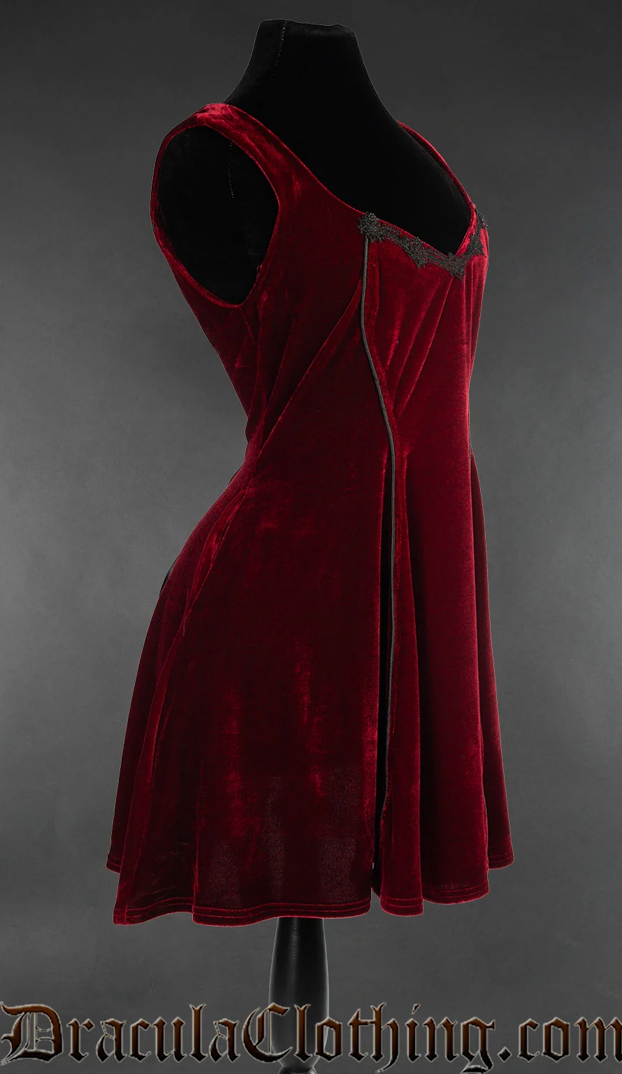 Bordeaux Velvet Pocket Dress - Image 4