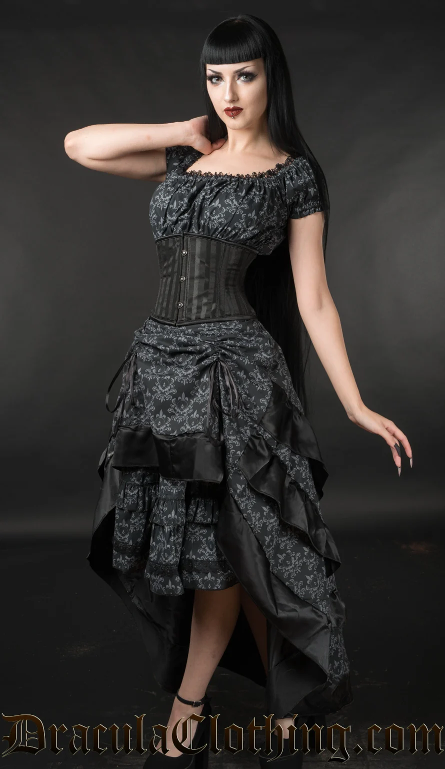 Skull Brocade Layer Bustle Skirt - Image 3