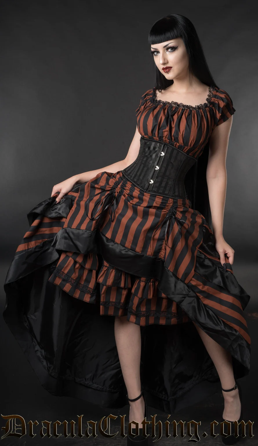 Steampunk Striped Layer Bustle Skirt - Image 3